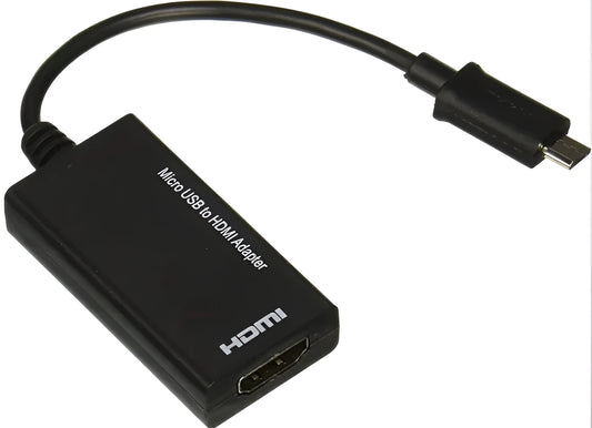 Black DisplayPort to HDMI adapter cable with micro USB connector, 12cm length