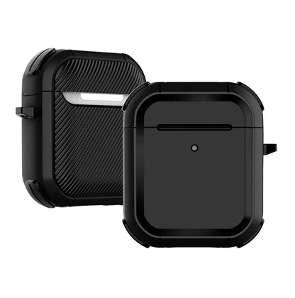 AirPods protective sleeve case in clamshell design with multiple colour options showing charging port cutouts