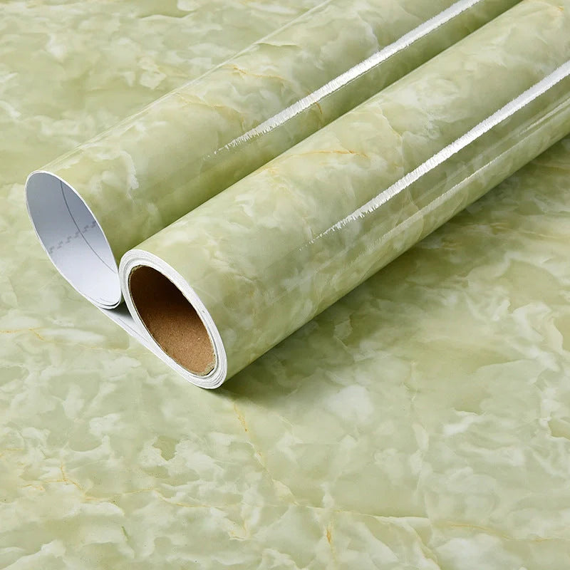 Premium peel-and-stick marble-look wall panels in various colors and sizes for kitchen and bathroom renovations