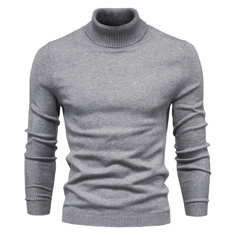 Men's slim fit turtleneck sweater in various colors for winter casual wear