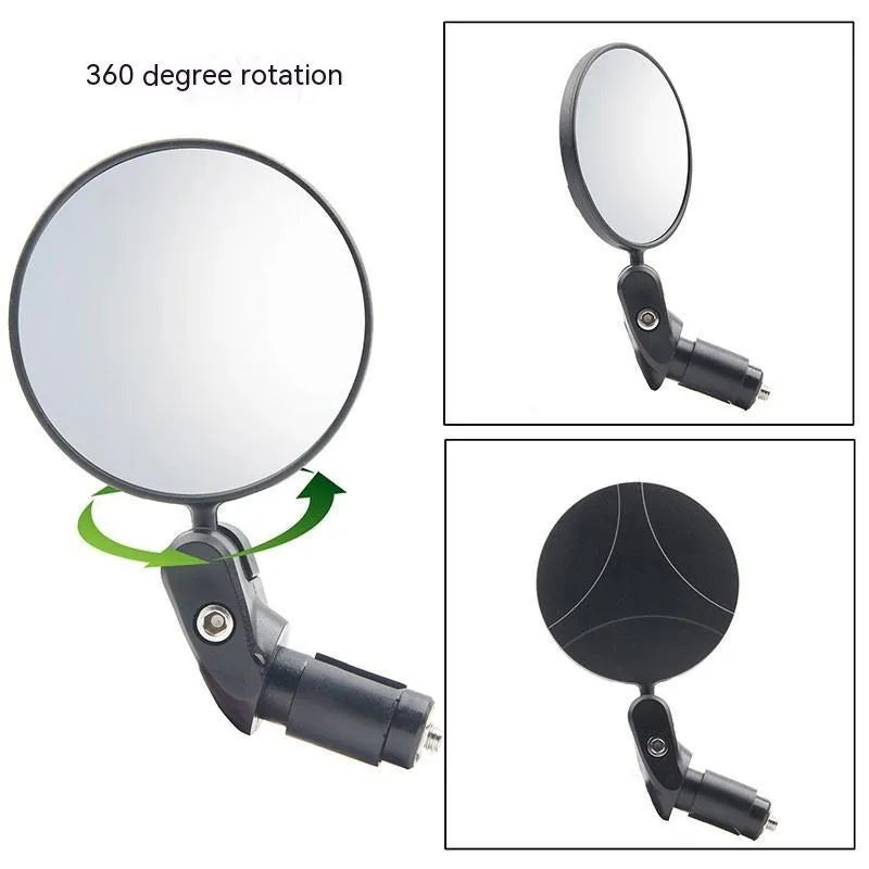 Black foldable convex motorcycle rear view mirror on a 14cm stem.