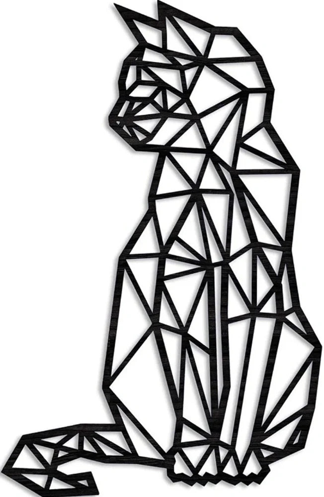 Black laser-engraved galvanized iron cat wall art pendant, 46x30x1.5cm dimensions for home decor