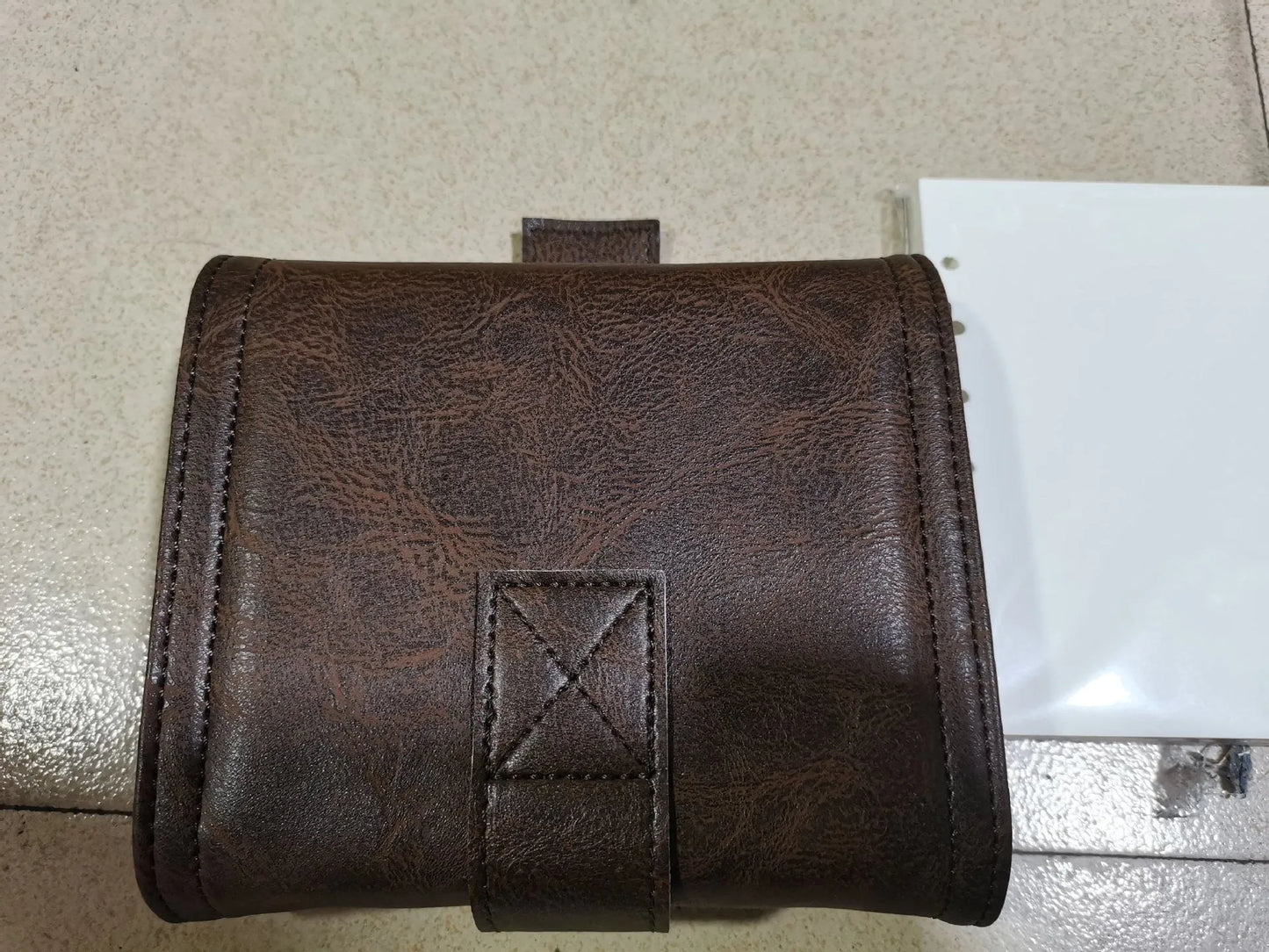 Brown A7 retro leather buckle notebook with loose-leaf binding on PU cover
