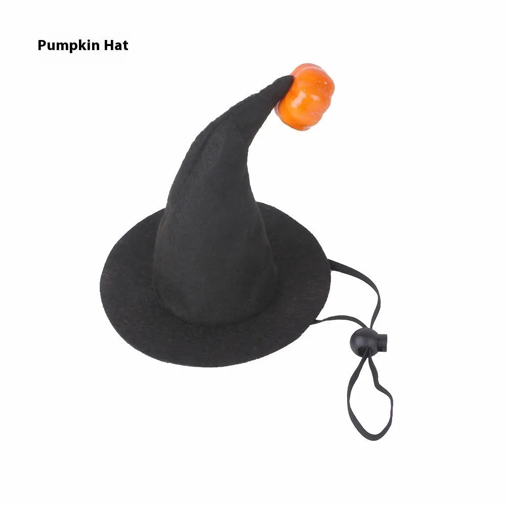 Halloween pumpkin design cloth hat for cats with embossed decorative details