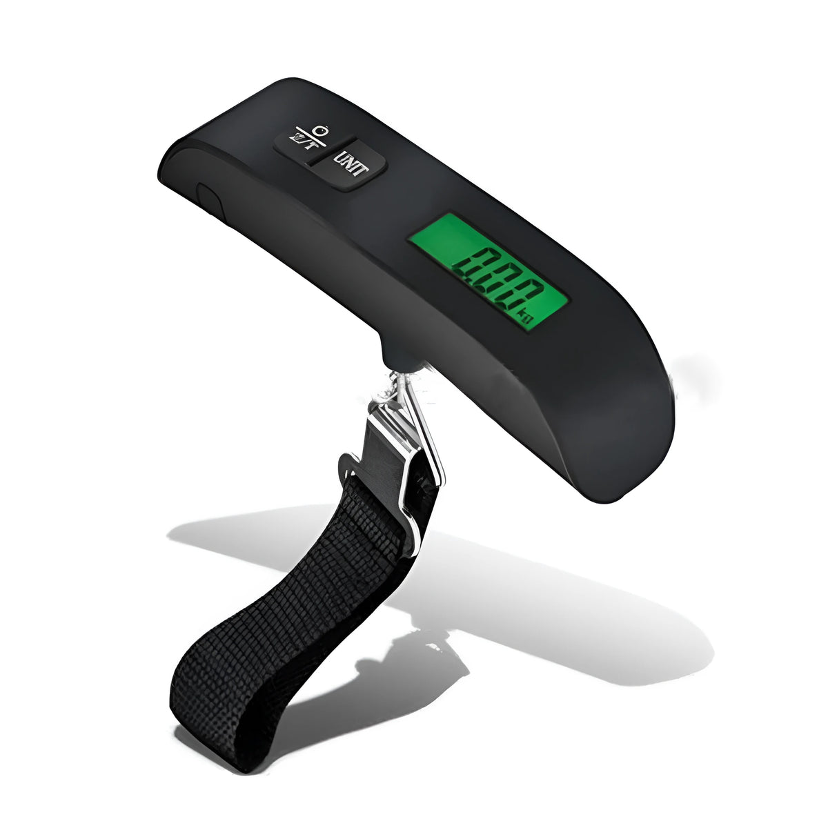 T-shaped electronic luggage scale, 16cm x 3cm, black or blue, wild LCD screen with background light