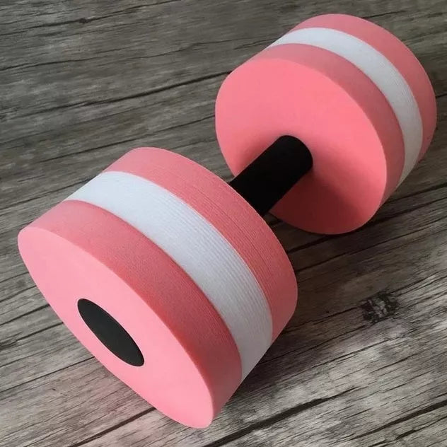 Water sports aerobics dumbbells in blue, pink, and green colors for aquatic fitness