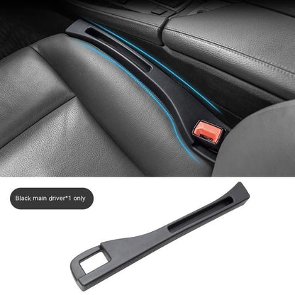 Black car seat gap storage box organiser pocket placed between vehicle seat and centre console
