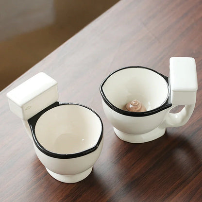 Toilet-shaped ceramic mug with handgrip, perfect for coffee or tea, 280 ml capacity