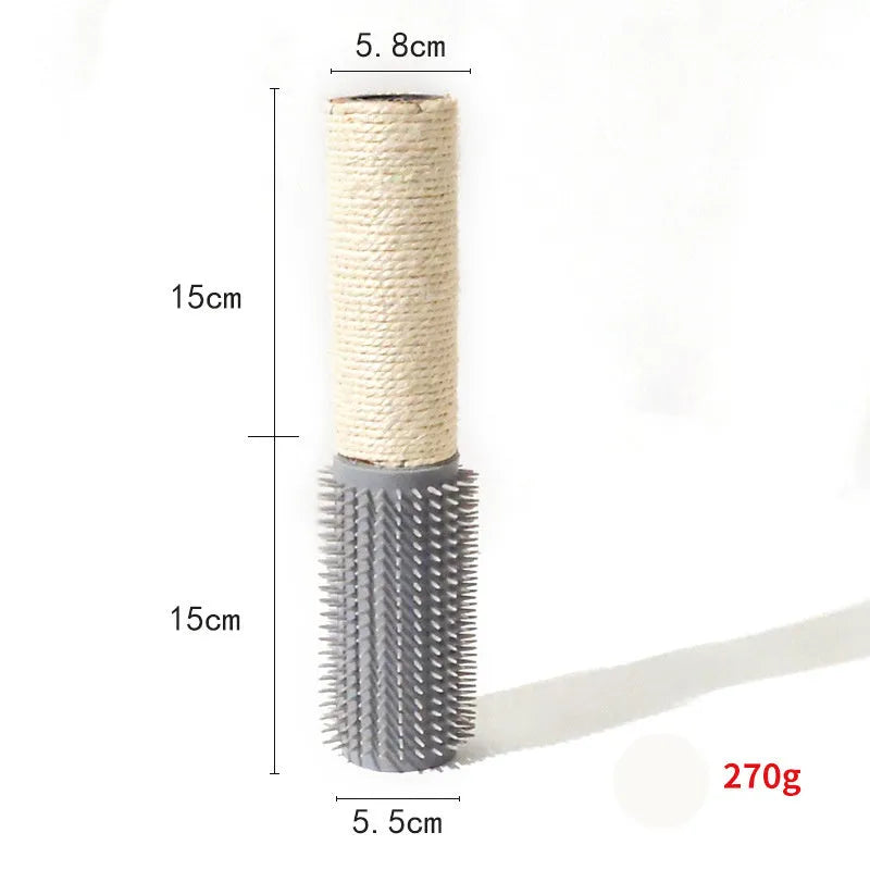 Brown sisal rope scratching post for cats on a wooden floor, showing 30cm height and square base.