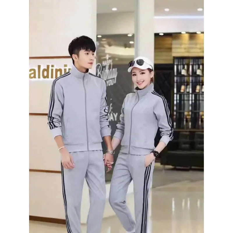 Navy blue cotton blend long sleeve cardigan suit with ankle tie trousers for plus size adults