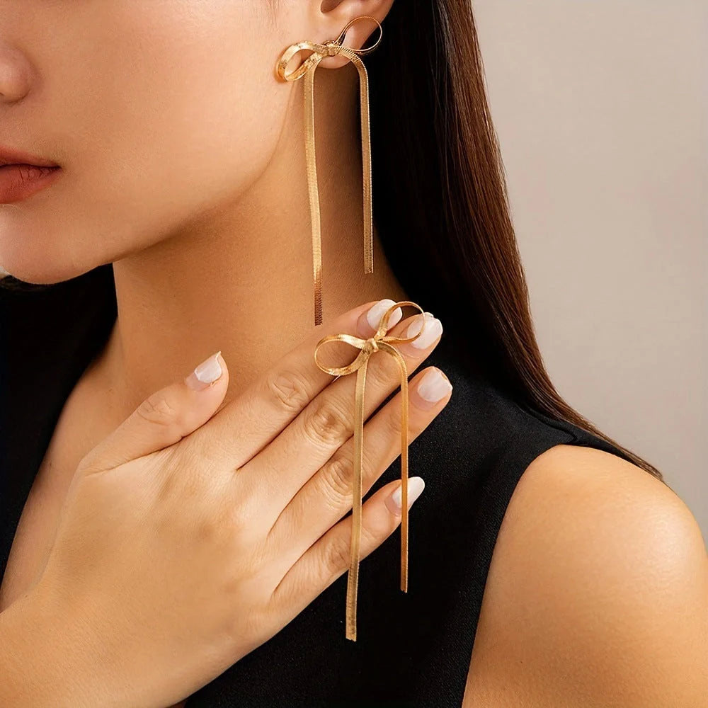 Elegant hypoallergenic 18k gold plated bow earrings for sensitive ears