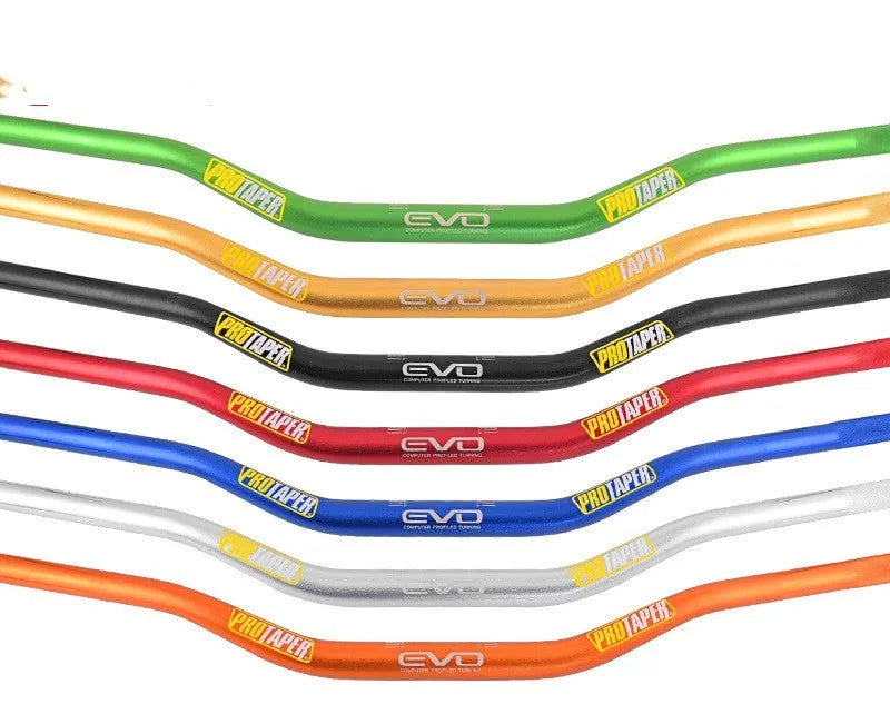 Aluminium alloy scrambling motorcycle handlebar, 28mm diameter, 80cm wide, 10cm rise, in EVO orange finish.