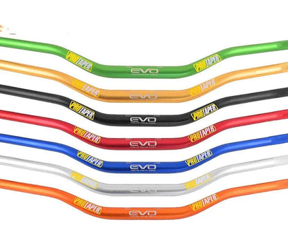 Aluminium alloy scrambling motorcycle handlebar, 28mm diameter, 80cm wide, 10cm rise, in EVO orange finish.