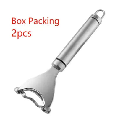 Stainless steel corn planer for removing kernels from corn on the cob.