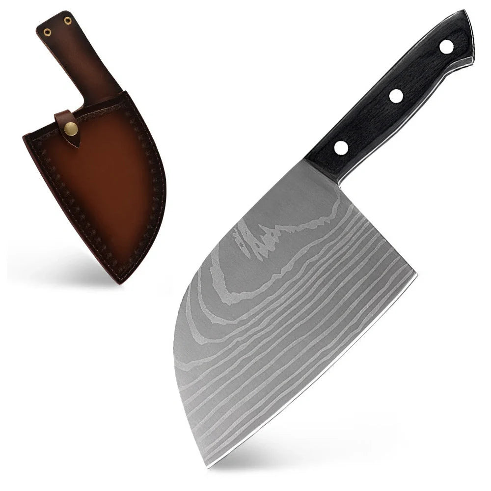 Premium stainless steel butcher knife with a wooden handle, perfect for home chefs who want to elevate their cooking experience.