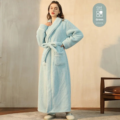 Winter flannel bathrobe with thick 301-350g/m² fabric in 2102 navy blue colour, European/American style