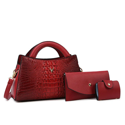 Women's square vertical crossbody handbag in crocodile pattern PU with single shoulder strap