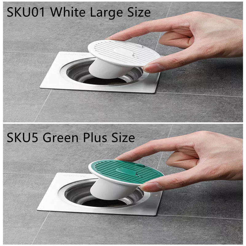 Whale Magnetic Suction Floor Drain Cover in white, orange, or green, blocking sewer odors with a tight seal