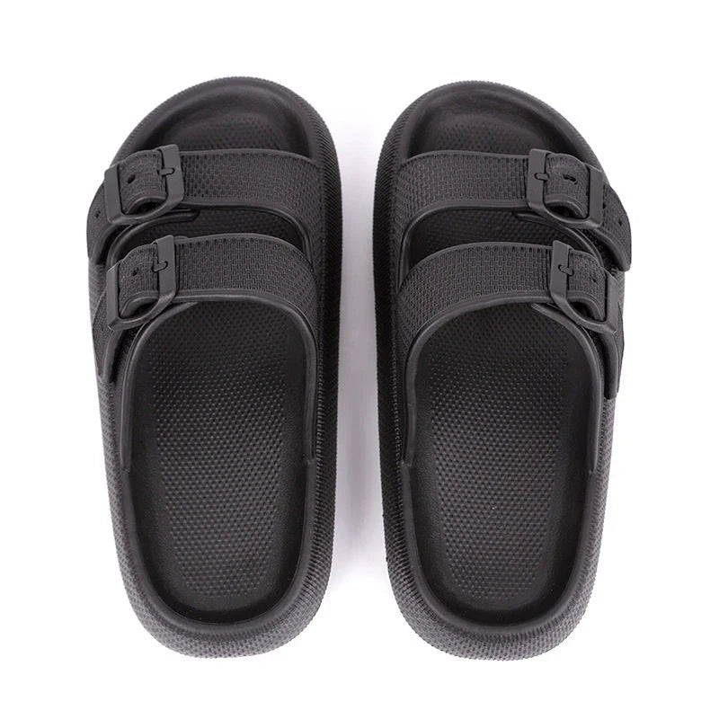 Stylish buckle slip-on platform sandals in various colors for women's summer fashion