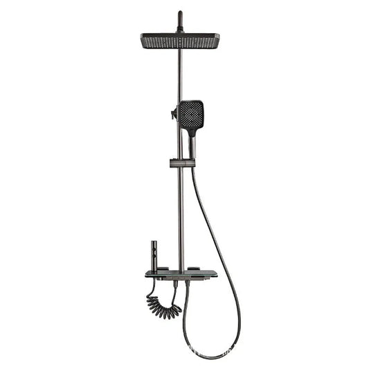 Aluminium digital display shower head set with temperature control in white or grey finish