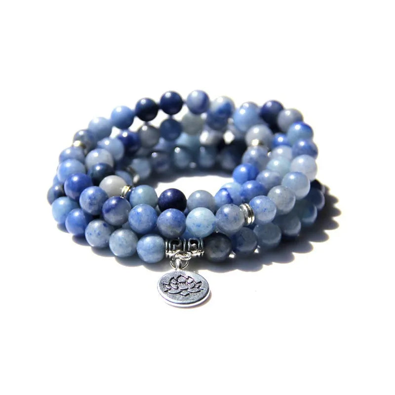 Natural stone women's bracelet with lotus design in a vintage geometric shape.