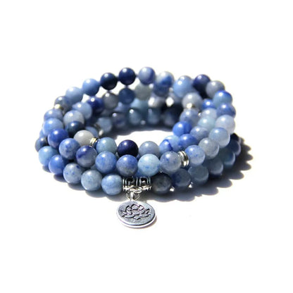 Natural stone women's bracelet with lotus design in a vintage geometric shape.
