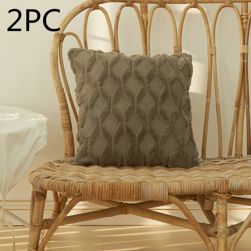 Luxury fur cushion cover in various colors, perfect for sofa or bed decor