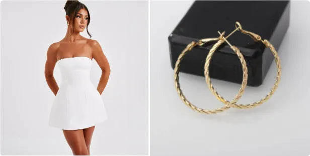 Backless women's tube dress in solid colour with high waist and A-line short skirt.