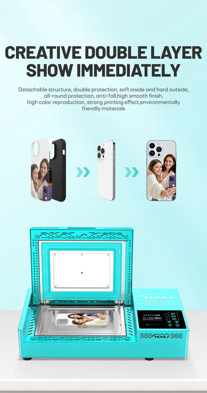Metal phone case heat transfer printing press machine for custom decoration.