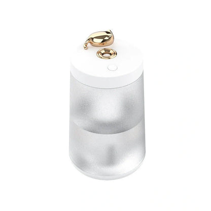 Columnar cat humidifier with electroplated finish and USB cable connection