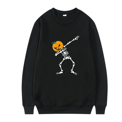 Women's printed crew neck long-sleeve top in black, red, yellow, white, or orange red colours