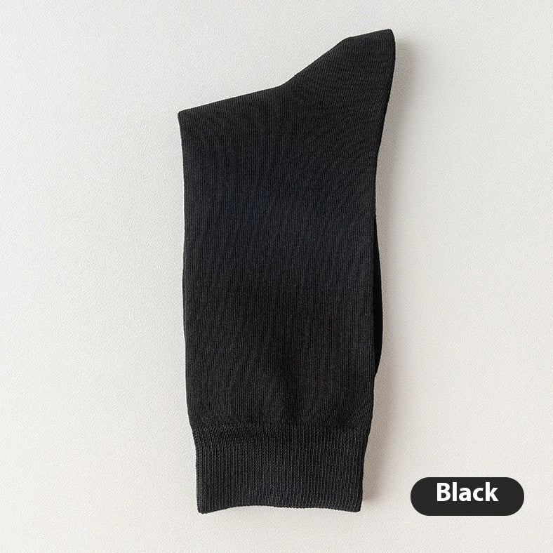 Mid-calf business socks in solid colours with combed cotton construction and deodorant function