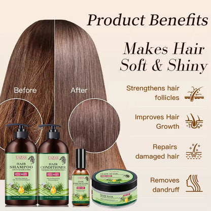 Rosemary shampoo and conditioner set with 500ml bottles, 250ml hair mask, and 50ml hair care oil