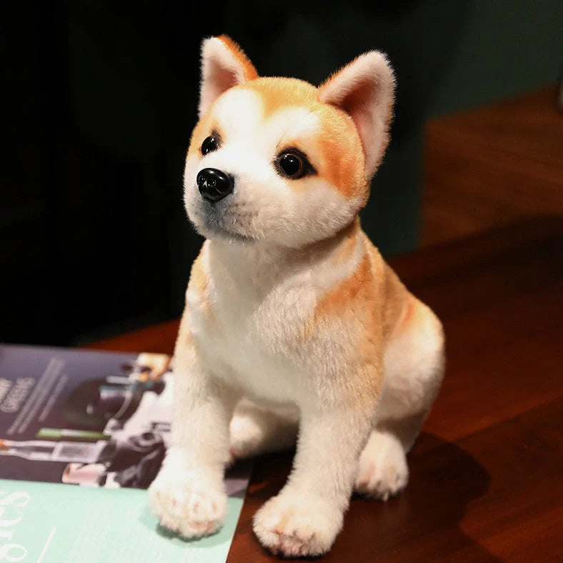 Simulation Husky plush toy in sitting posture measuring 25cm height