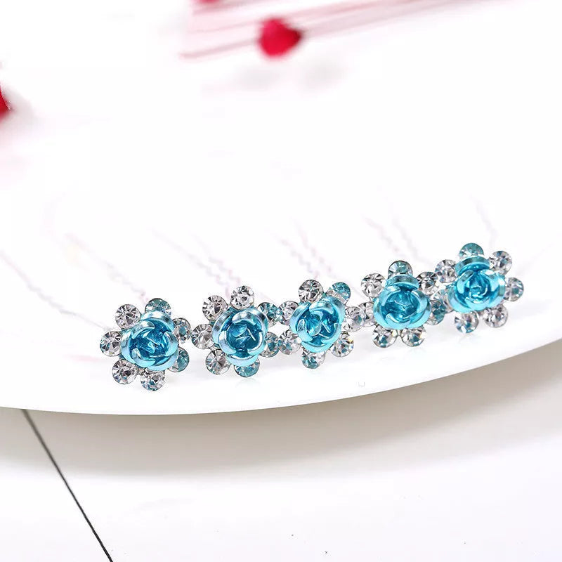 Alloy rhinestone tuck comb with rose diamond design for elegant hairstyling