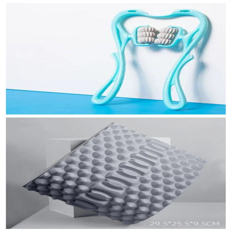 6-wheel neck massager with smooth-rolling balls for soothing muscle relief and relaxation