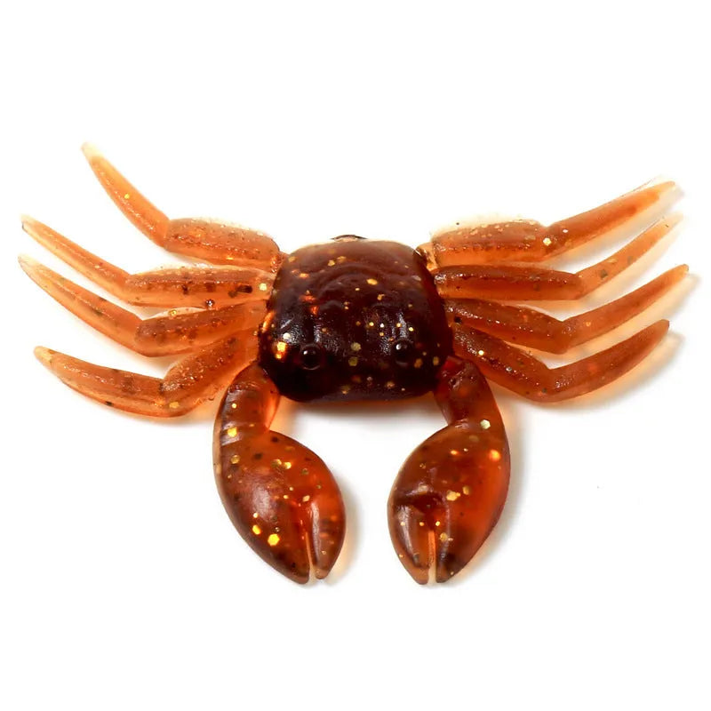PVC software little crab bait lure measuring 8cm in red crab and brown crab colour options