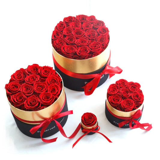 Everlasting rose bouquet in a luxury gift box, preserved real flowers that last for years without maintenance