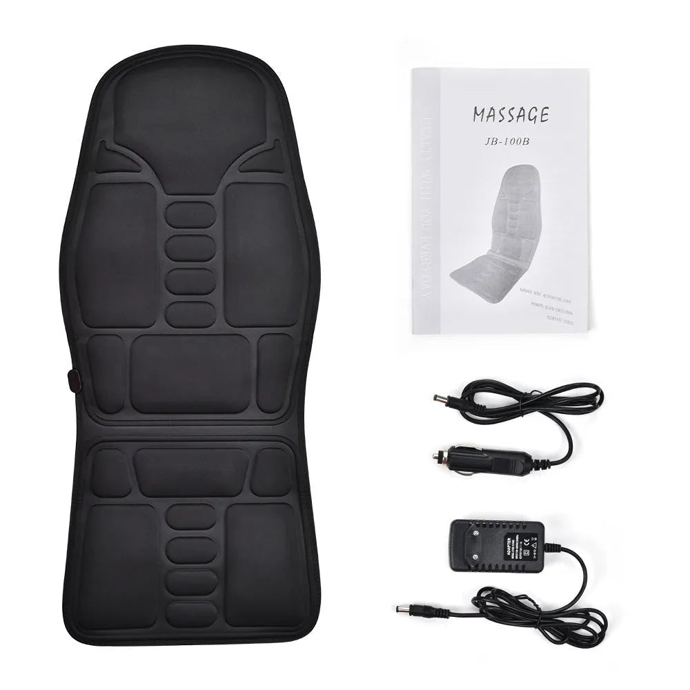 Black electric cervical massager with wireless remote control and OPP storage bag