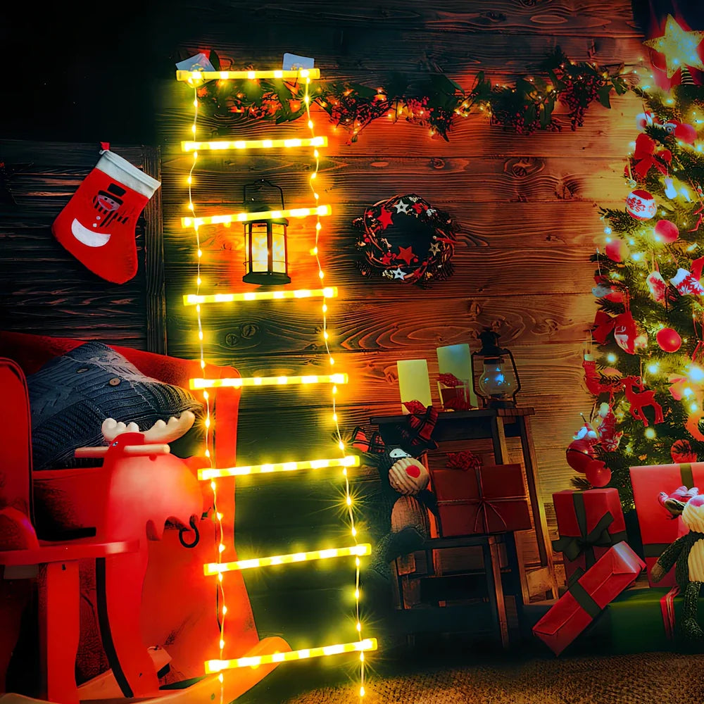 LED ladder light Christmas decoration with 3-metre display in warm light or colourful options