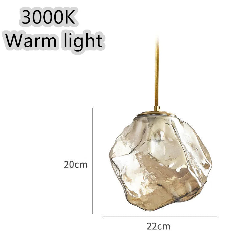 Glass ice cube chandelier in smoky grey, cognac or clear with black hanging wire, 11W-15W LED, 4000K