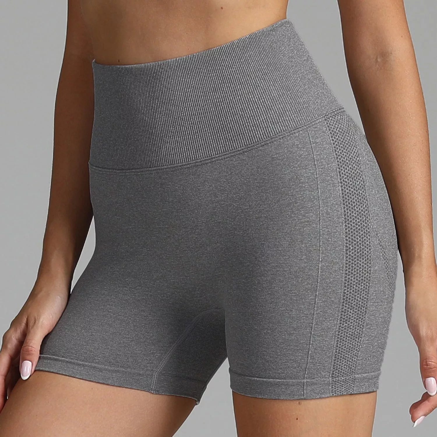 High waist seamless yoga shorts for women with hip-lifting design in various colors