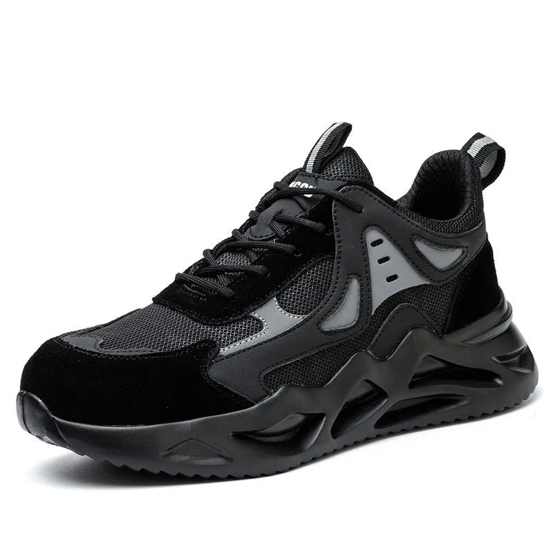 Men's anti smashing protective shoes with plastic toe cap, EVA sole, lace-up front, sizes 37-46