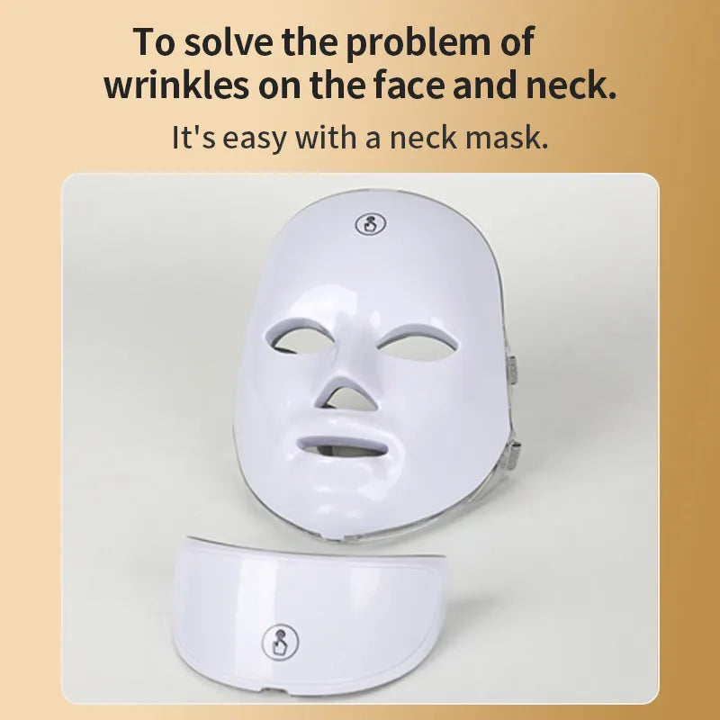 Facial Colorful LED Beauty Mask Rechargeable USB Photon Beauty Device in White for Family Use Rejuvenation and Brightening Skincare Tool
