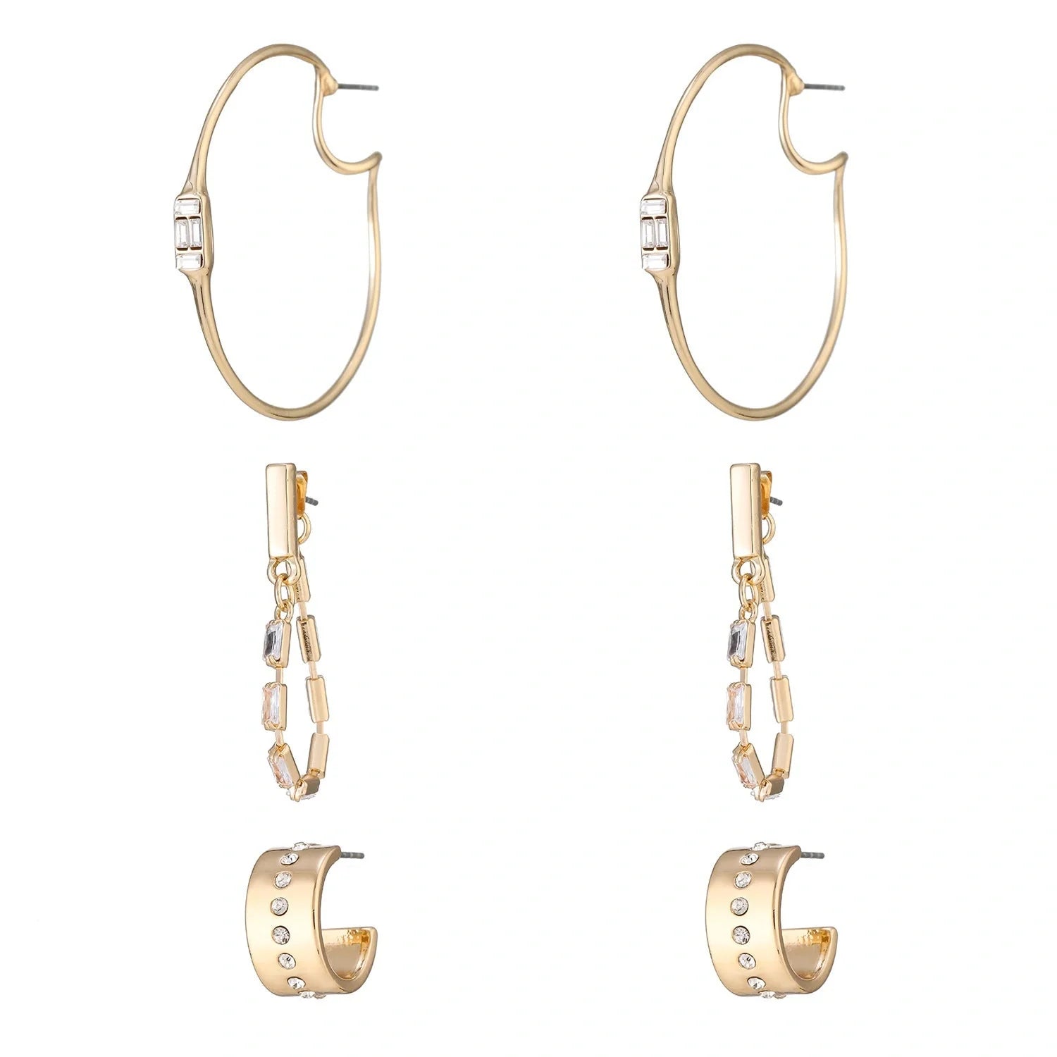 Women's chain-like flat snake twin necklace set with earrings, showcasing layered design and quadrilateral pendant.