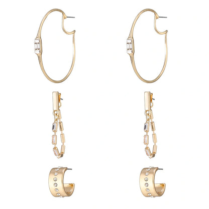 Women's chain-like flat snake twin necklace set with earrings, showcasing layered design and quadrilateral pendant.