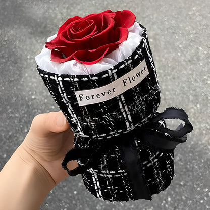 Preserved dried flower bouquet in gradient pink purple colour, 30cm height, eternal life roses