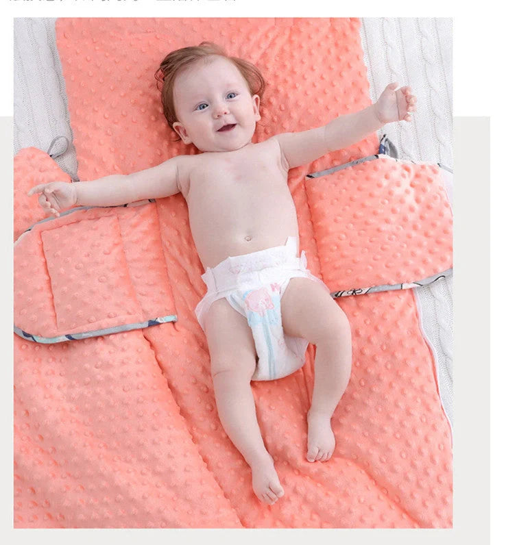 Newborn baby blanket with warm fleece and 3D foaming beanie lining, perfect for strollers and cribs