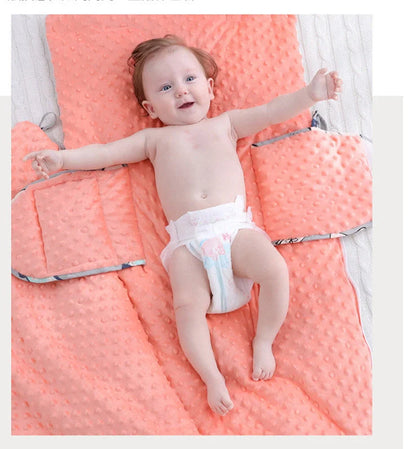 Newborn baby blanket with warm fleece and 3D foaming beanie lining, perfect for strollers and cribs