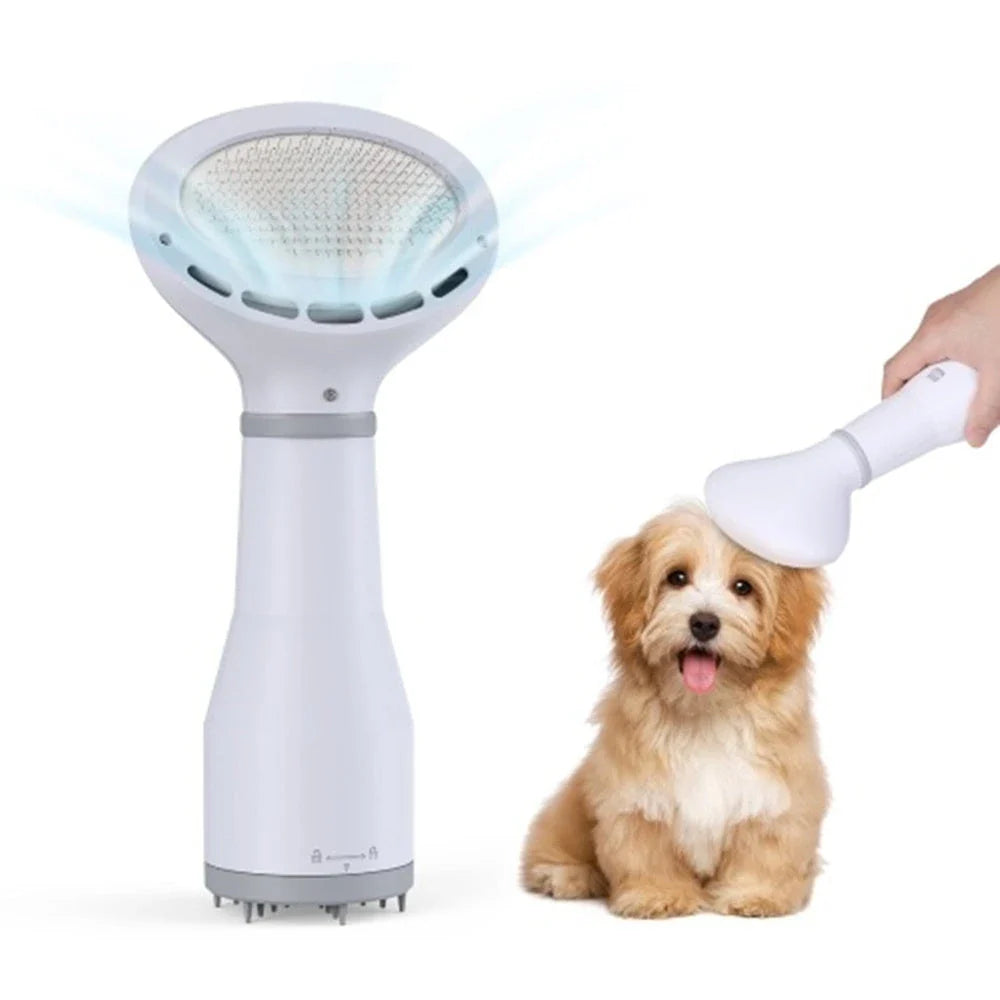 Premium pet hair dryer with slicker brush for easy grooming, featuring adjustable airflow and durable construction